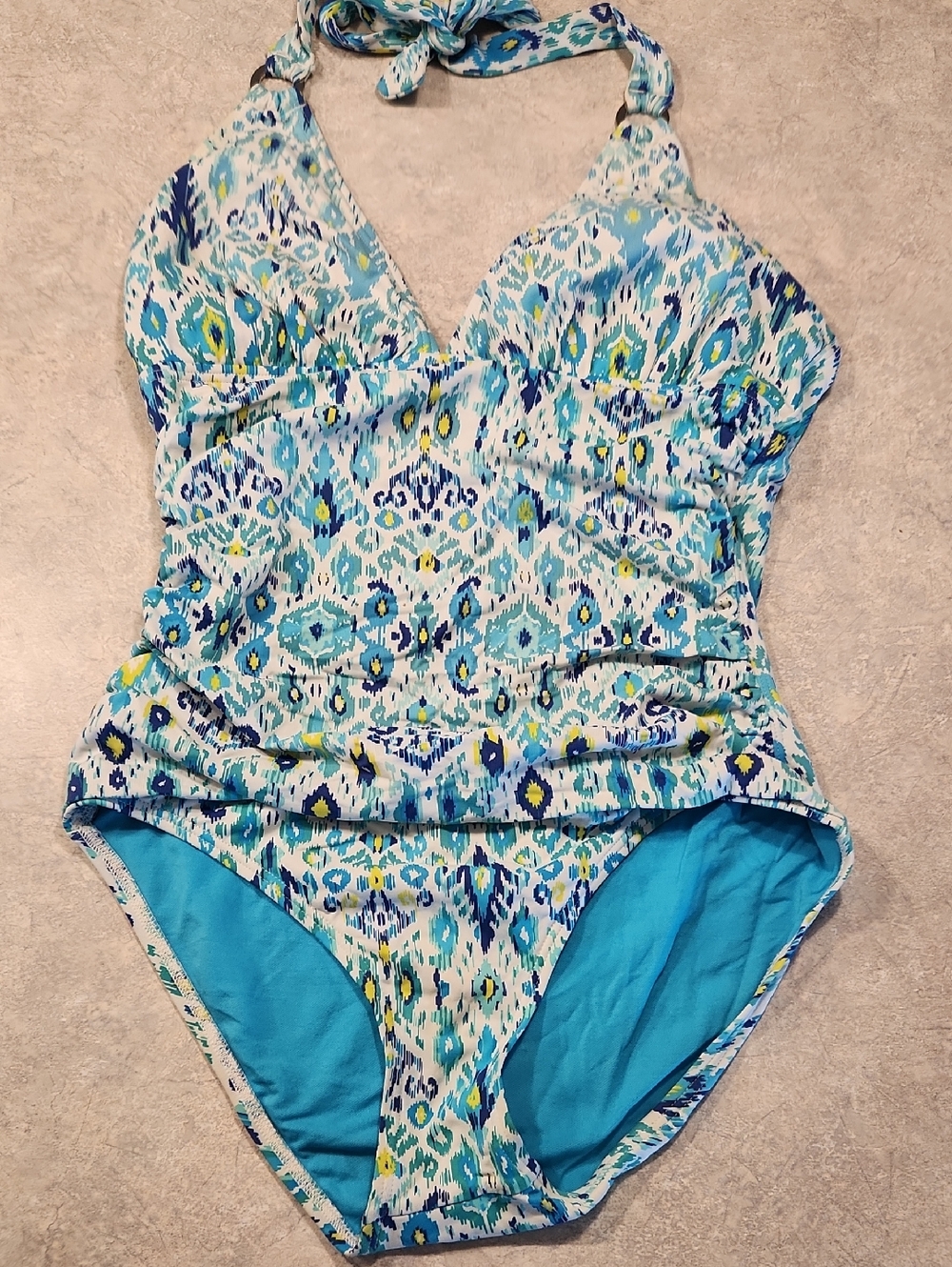 Tommy Bahama Blue Green Patterned One-Piece Swimsuit